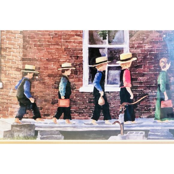 Amish Schoolhouse Professionally Matted & Wood Framed Print Rectangular Picture - Picture 4 of 16